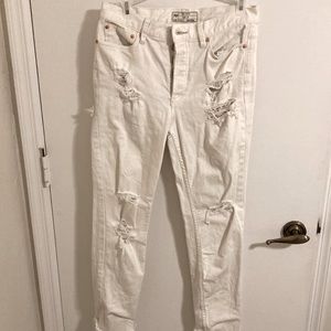 Cream colored free people jeans